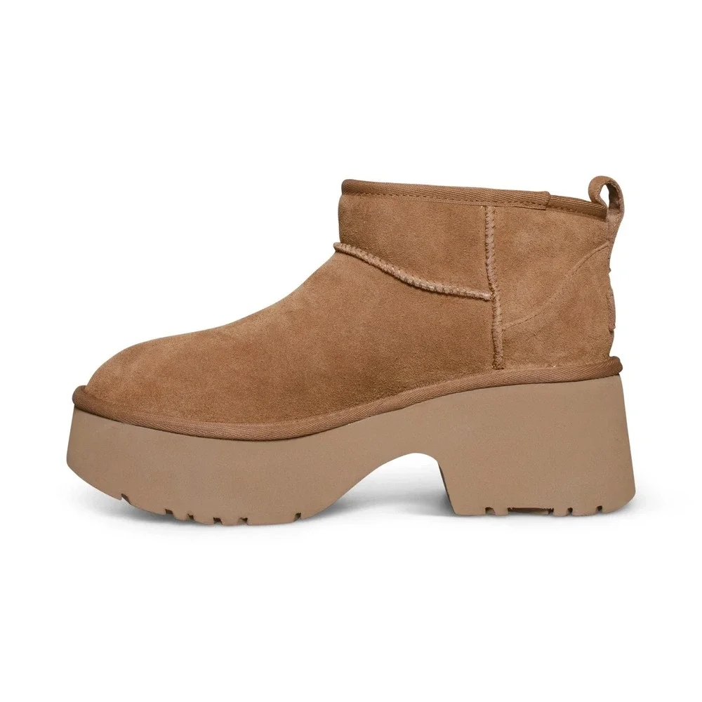UGG Classic Ultra Mini New Heights Womens Size 9 Chestnut Suede Boots‎ - NEW